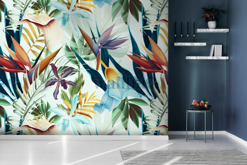 Vibrant Exotic Leaves Paradise Wallpaper Mural