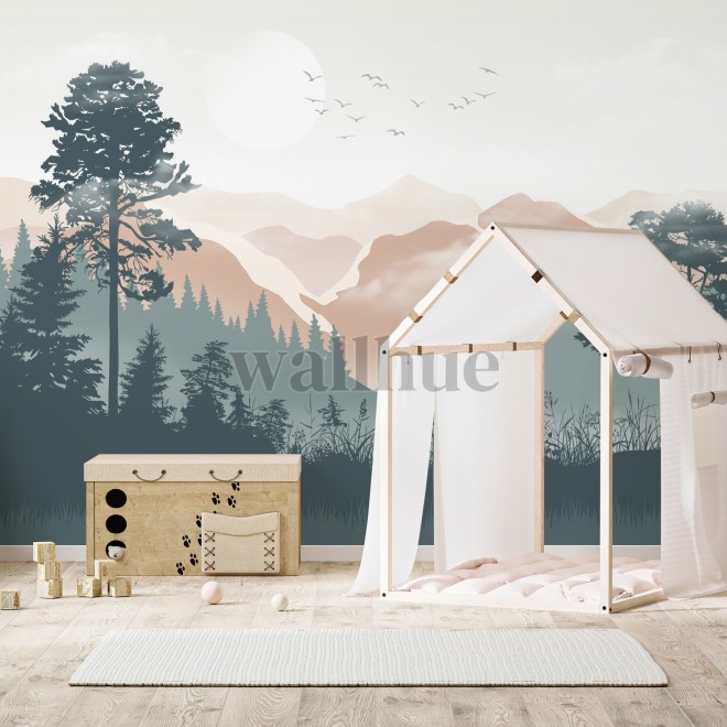 Sunrise Over Valleys and Jungle Wallpaper Mural Sunrise Over Valleys and Jungle Wallpaper Mural