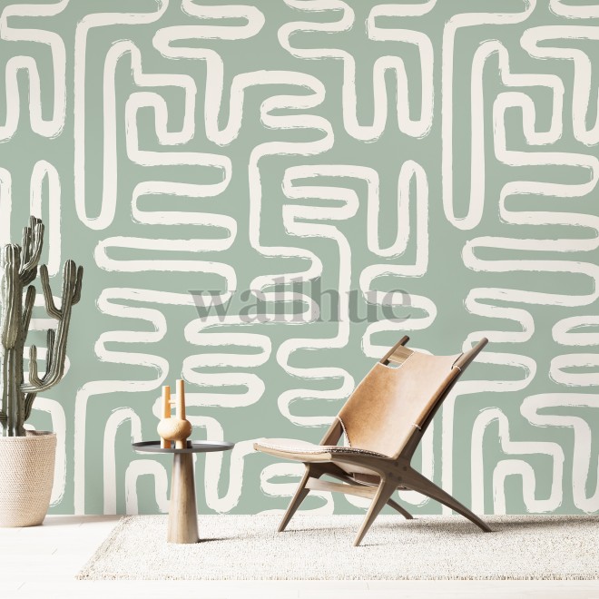 Abstract Minimalist Maze Pattern Wallpaper Mural