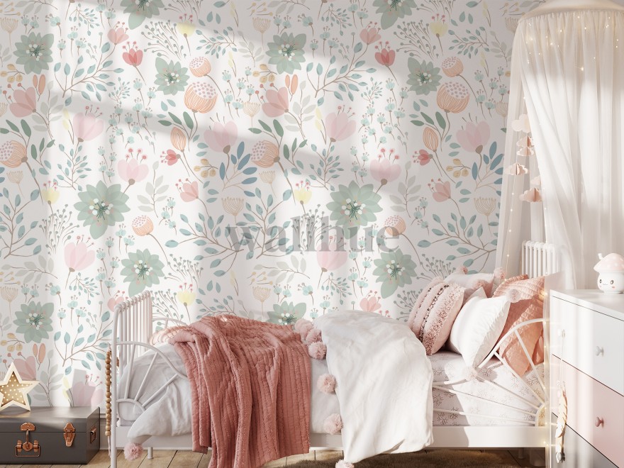 Delicate Floral Bloom Wallpaper Mural 