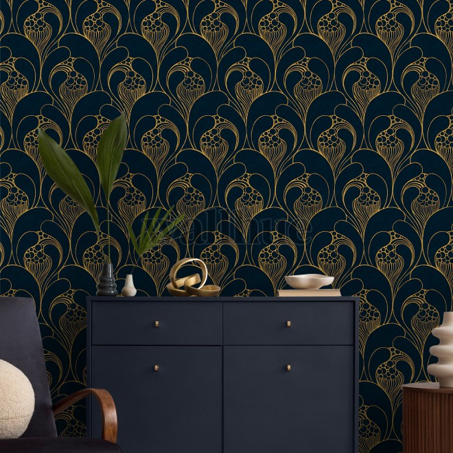 Luxurious Art Deco Abstract Swirls Wallpaper Mural