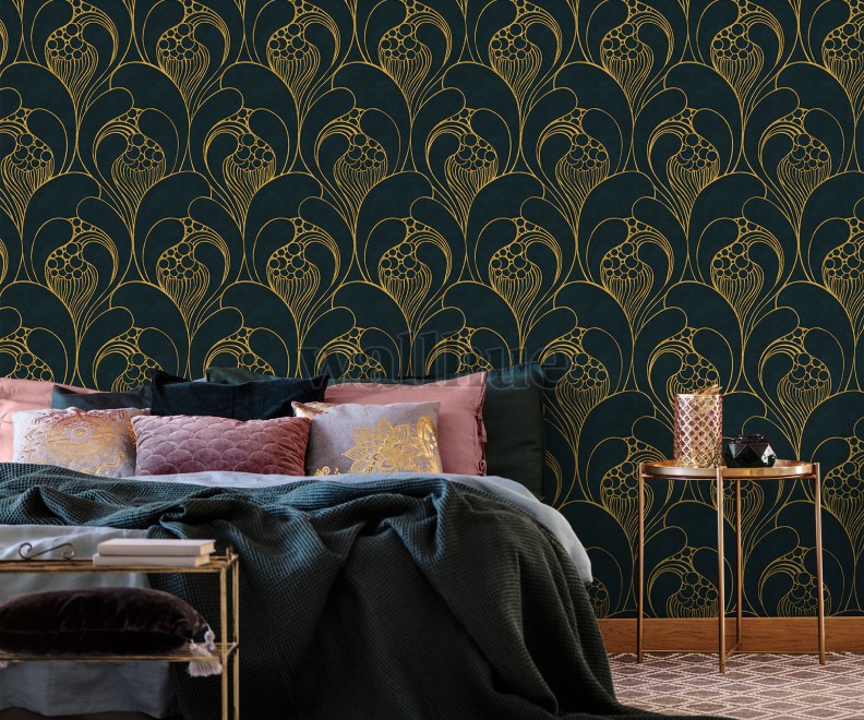 Luxurious Art Deco Abstract Swirls Wallpaper Mural