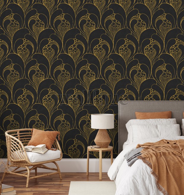 Luxurious Art Deco Abstract Swirls Wallpaper Mural