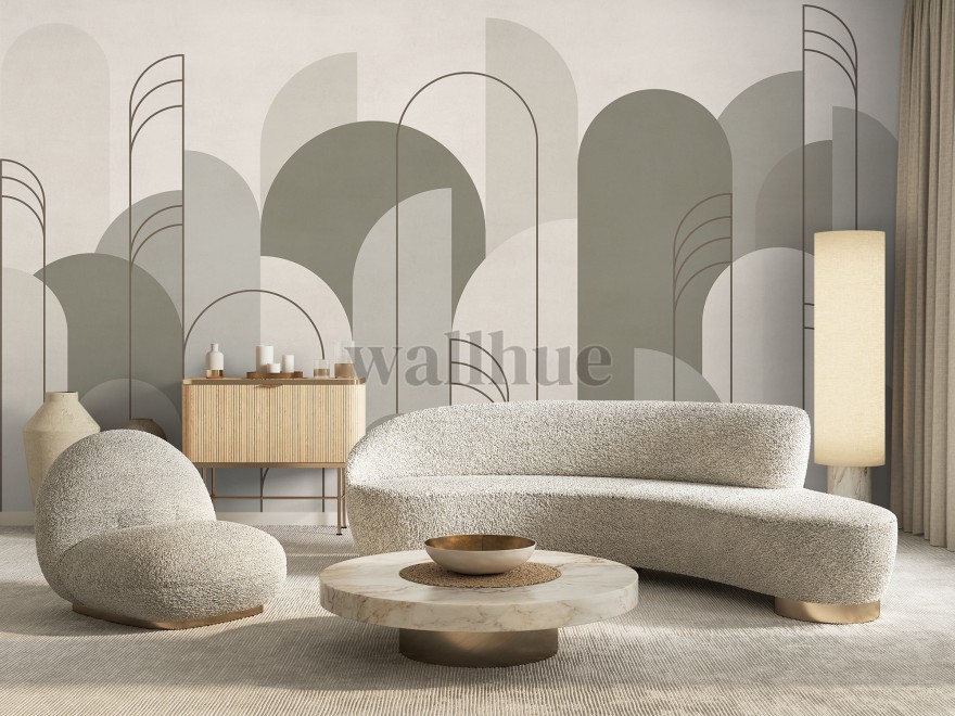 Modern Minimalist Abstract Arches Wallpaper Mural