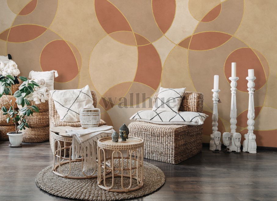 Opulent Circular Patterns Teal Wallpaper Mural