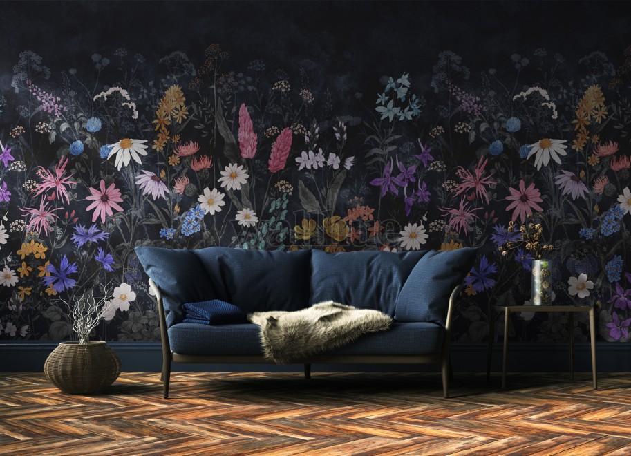 Wild Floral Landscape Nursery Wallpaper Mural