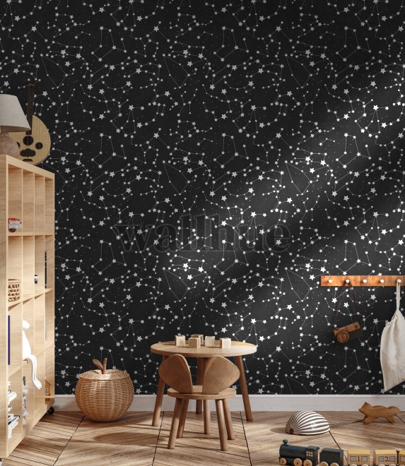 Astronomical Star Patterns Kids Room Wallpaper