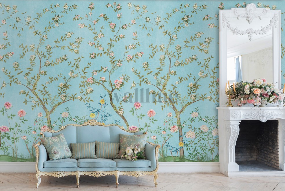 Soothing Forest and Flowers Wallpaper Mural