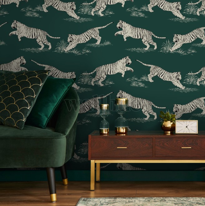 Wild Tiger Pattern Wallpaper Mural