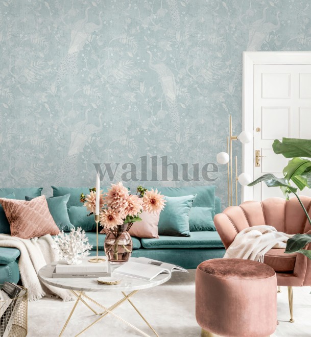 Soft Floral Elegance Peacock Wallpaper Mural