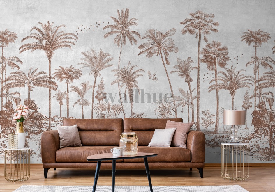 Vintage Sepia Palms Botanical Wallpaper Mural