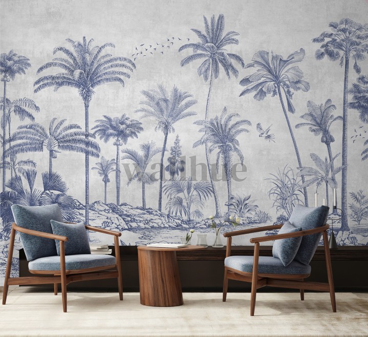 Vintage Sepia Palms Botanical Wallpaper Mural