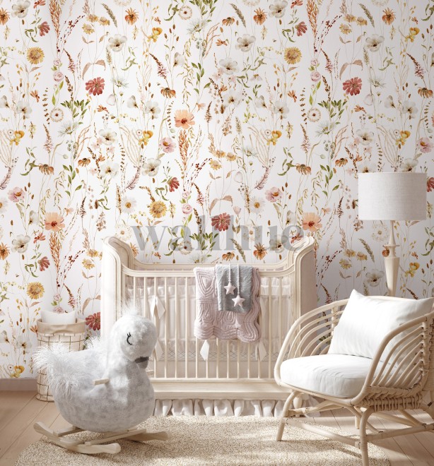 Delicate Wild Bloom Garden Wallpaper Mural