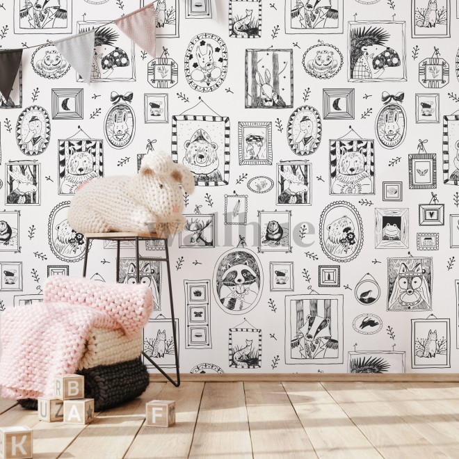 Sketchbook Nursery Animal Portraits Wallpaper Mural