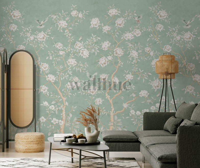 Chinoiserie Chic Floral Elegance Wallpaper Mural