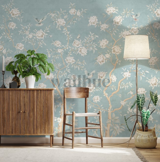 Chinoiserie Chic Floral Elegance Wallpaper Mural