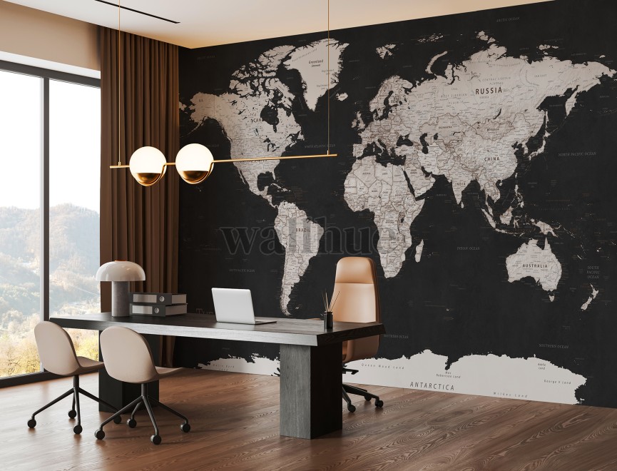 Classic Dark Tones World Wallpaper Mural