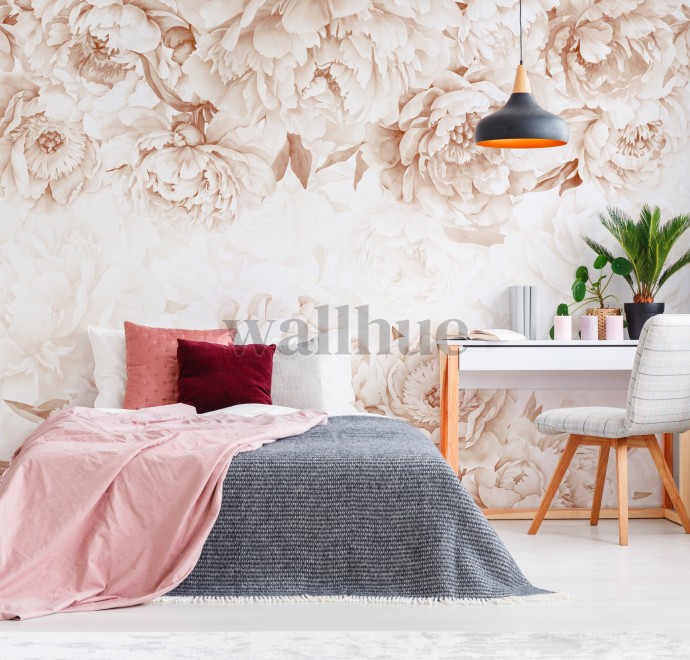 Elegant Pastel Peony Floral Wallpaper Mural 