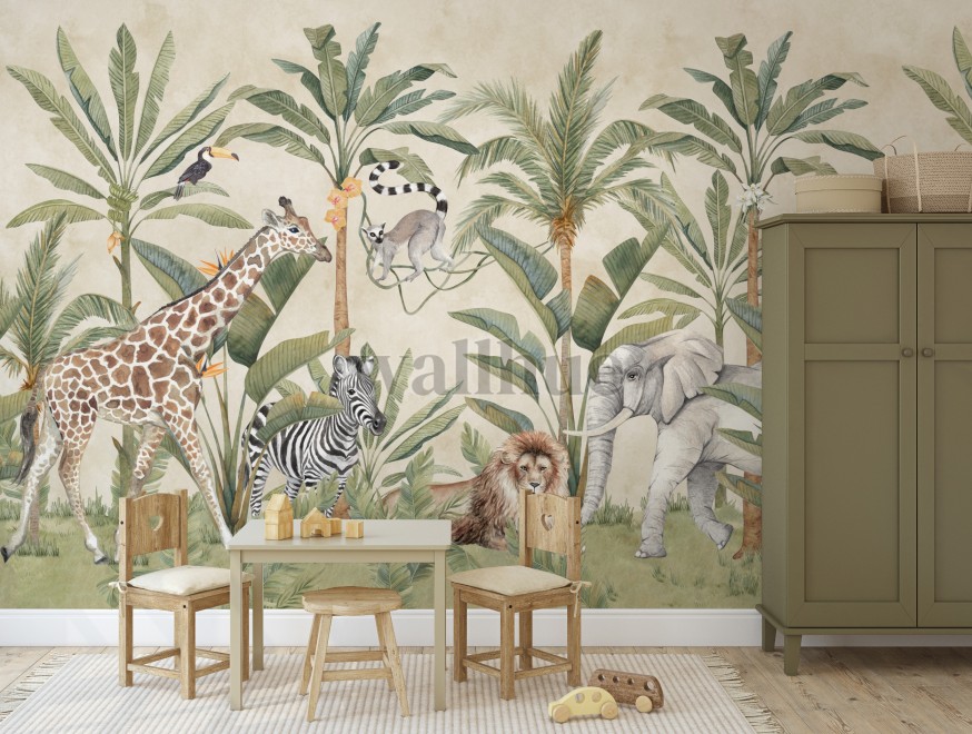 Kids Safari Animals Jungle Scene Wallpaper Mural