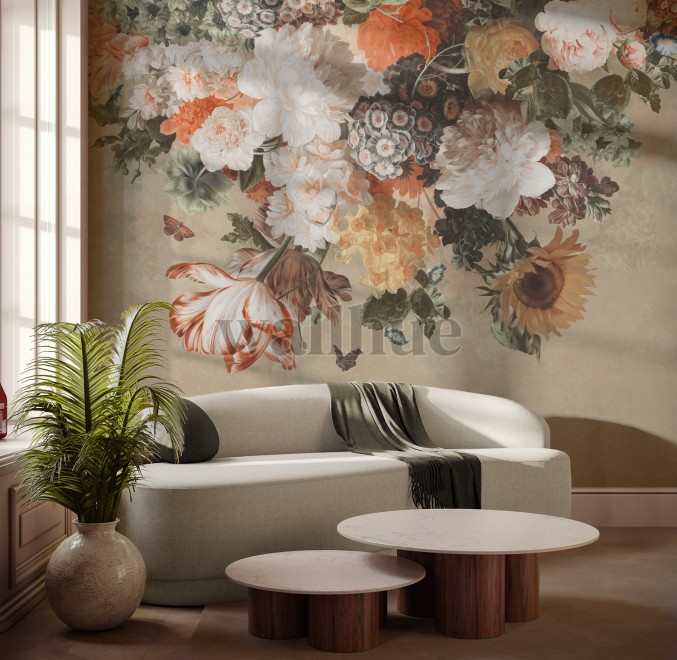 Enchanted Dutch Floral Bouquet Wallpaper Mural