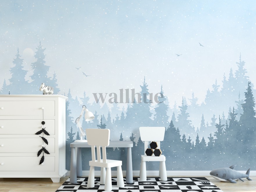Kids Peaceful Forest Silhouette Wallpaper Mural Kids Peaceful Forest Silhouette Wallpaper Mural