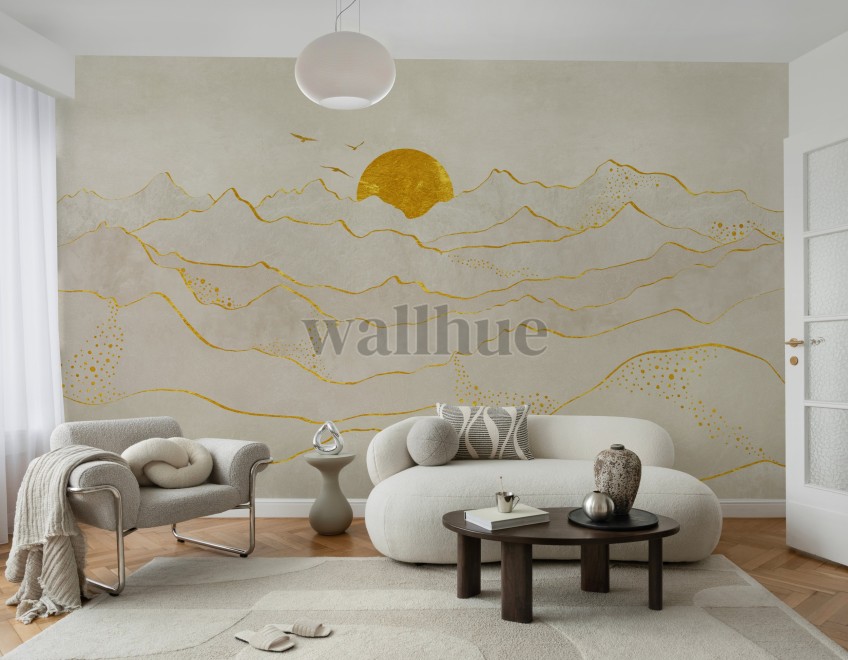 Elegant Sunset Mountain Landscape Wallpaper Mural Elegant Sunset Mountain Landscape Wallpaper Mural