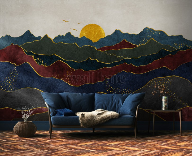 Elegant Sunset Mountain Landscape Wallpaper Mural Elegant Sunset Mountain Landscape Wallpaper Mural