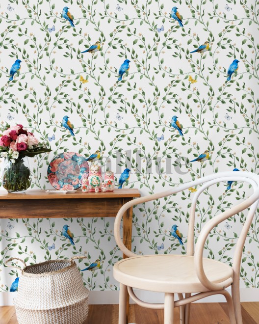 Exotic Colorful Birds Watercolor Wallpaper Mural Exotic Colorful Birds Watercolor Wallpaper Mural