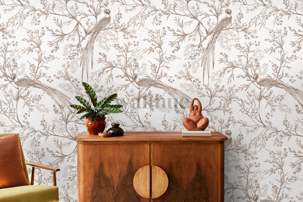 Chinoiserie Bird and Blossom Pattern Wallpaper Mural Chinoiserie Bird and Blossom Pattern Wallpaper Mural