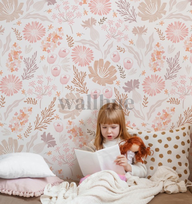 Kids Pastel Floral Botanical Wallpaper Mural