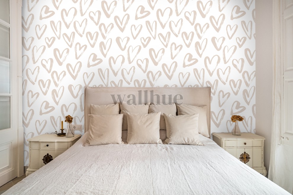 Artistic Hand Drawn Hearts Pattern Wallpaper Mural Artistic Hand Drawn Hearts Pattern Wallpaper Mural