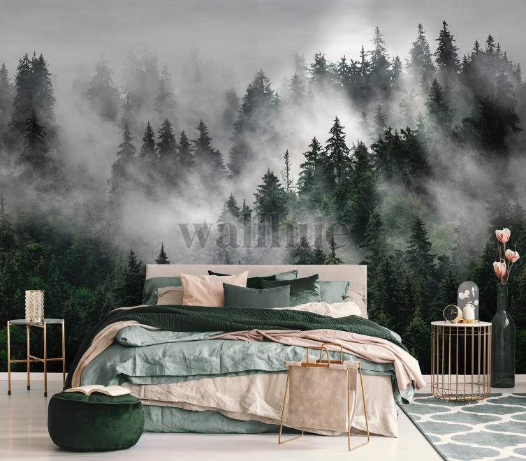 Serene Misty Forest Landscape Wallpaper Mural