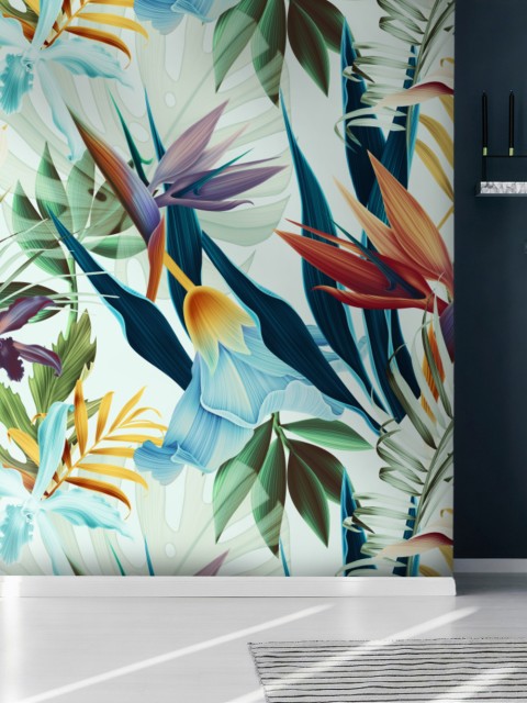 Vibrant Exotic Leaves Paradise Wallpaper Mural