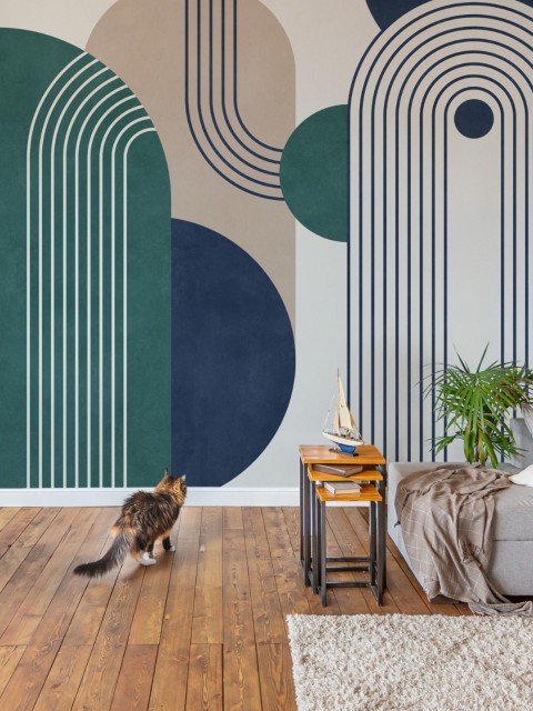 Modern Geometric Arch Lines Wallpaper Mural