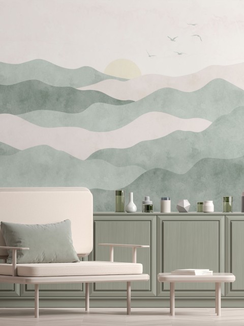 Soothing Waves and Sunrise Wallpaper Mural