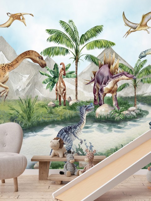 Enchanted Dinosaur Park Kids Wallpaper Mural