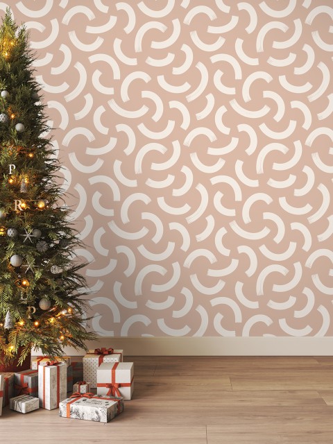 Minimalist Crescent Swirls Wallpaper Mural