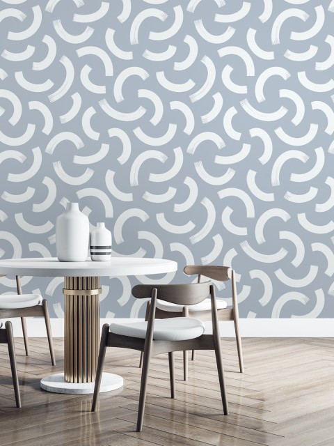 Minimalist Crescent Swirls Wallpaper Mural