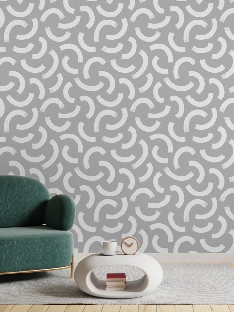 Minimalist Crescent Swirls Wallpaper Mural