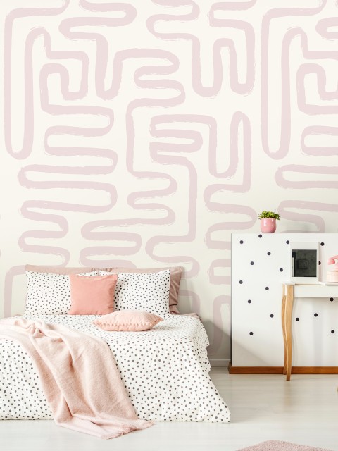 Abstract Minimalist Maze Pattern Wallpaper Mural