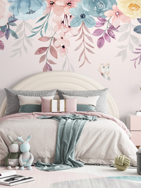 Springtime Flowers and Butterfly Wallpaper Mural