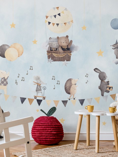 Cute Animals with Balloons Wallpaper Mural 