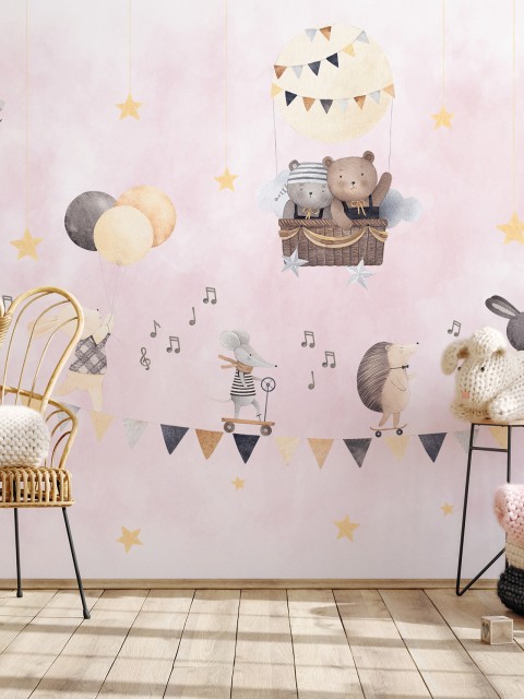 Cute Animals with Balloons Wallpaper Mural 