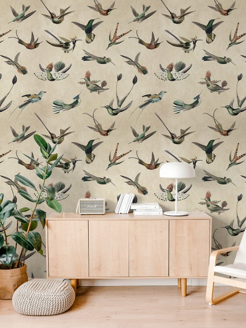 Antique Hummingbirds Wallpaper Mural