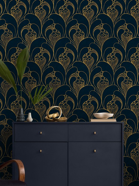 Luxurious Art Deco Abstract Swirls Wallpaper Mural