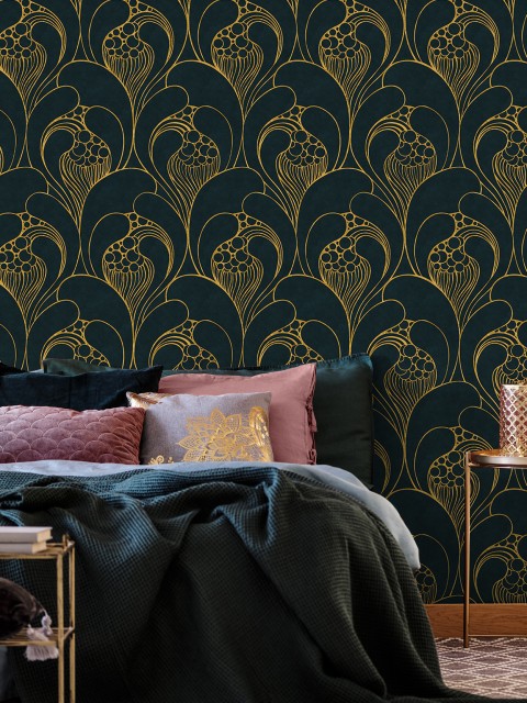 Luxurious Art Deco Abstract Swirls Wallpaper Mural