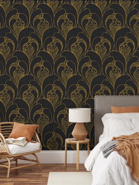 Luxurious Art Deco Abstract Swirls Wallpaper Mural