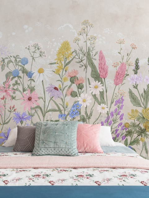 Wild Floral Landscape Nursery Wallpaper Mural