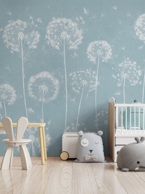 Serene Dandelion Wisps Kids Room Wallpaper