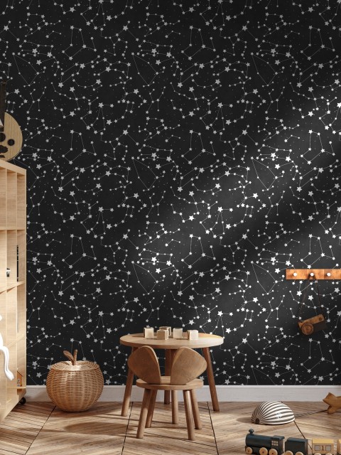 Astronomical Star Patterns Kids Room Wallpaper